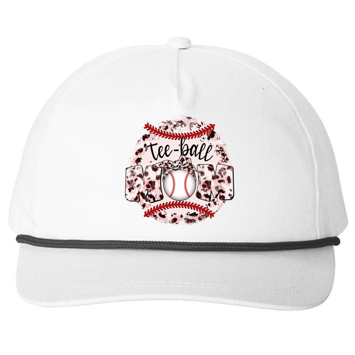 Cute Leopard Print Tee Ball Mom Snapback Five-Panel Rope Hat