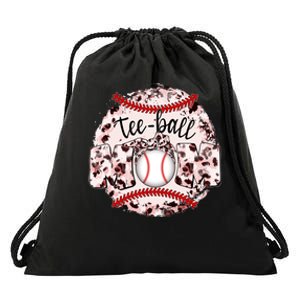 Cute Leopard Print Tee Ball Mom Drawstring Bag