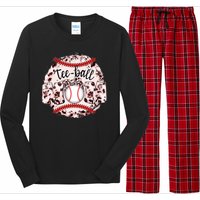 Cute Leopard Print Tee Ball Mom Long Sleeve Pajama Set