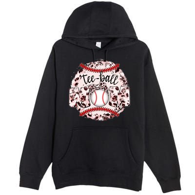 Cute Leopard Print Tee Ball Mom Premium Pullover Hoodie