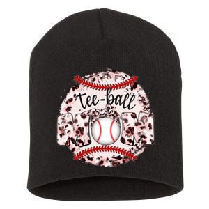 Cute Leopard Print Tee Ball Mom Short Acrylic Beanie