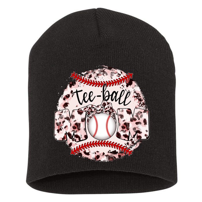 Cute Leopard Print Tee Ball Mom Short Acrylic Beanie