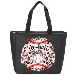 Cute Leopard Print Tee Ball Mom Zip Tote Bag