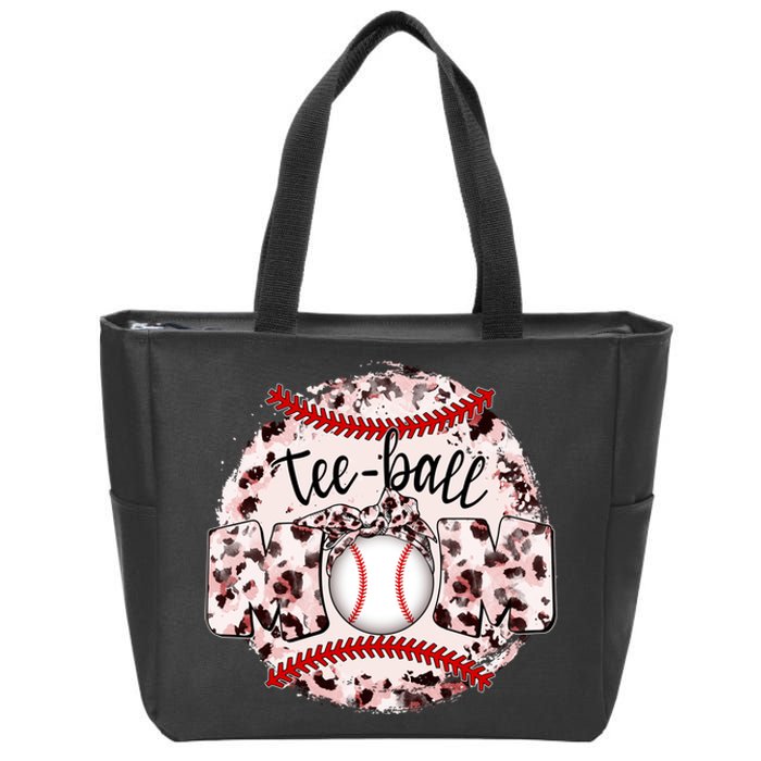 Cute Leopard Print Tee Ball Mom Zip Tote Bag