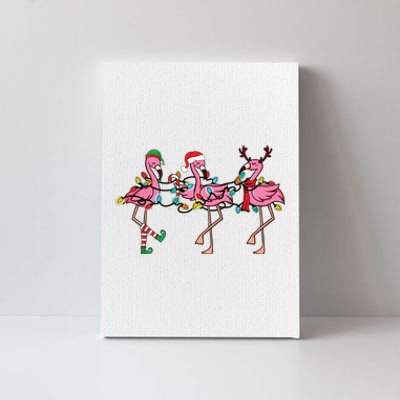 Christmas Lights Pink Flamingo Santa Hat Holiday Xmas Canvas