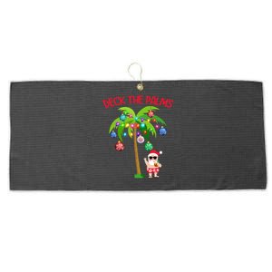 Christmas Lights Palm Tree Funny Hawaii Deck The Palms Gift Large Microfiber Waffle Golf Towel