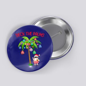 Christmas Lights Palm Tree Funny Hawaii Deck The Palms Gift Button