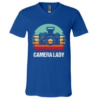 Camera Lady Photographer Gift V-Neck T-Shirt