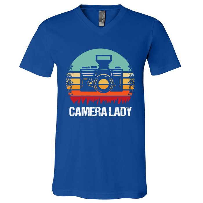 Camera Lady Photographer Gift V-Neck T-Shirt