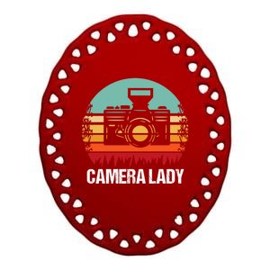 Camera Lady Photographer Gift Ceramic Oval Ornament