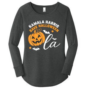 Comma La Pumpkin – Kamala Harris Save Halloween 2024 Women's Perfect Tri Tunic Long Sleeve Shirt