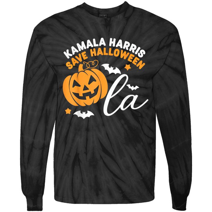 Comma La Pumpkin – Kamala Harris Save Halloween 2024 Tie-Dye Long Sleeve Shirt