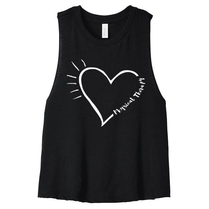 Cute Love Physical Therapy Therapist Gift for PT Women's Racerback Cropped Tank