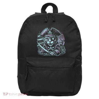 Cat Lover Pirate Freebooter Jolly Roger Pirate Cat Pirate 16 in Basic Backpack