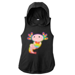 Cute LGBT Pride Axolotl Ladies PosiCharge Tri-Blend Wicking Draft Hoodie Tank