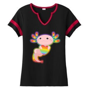 Cute LGBT Pride Axolotl Ladies Halftime Notch Neck Tee