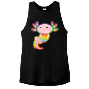 Cute LGBT Pride Axolotl Ladies PosiCharge Tri-Blend Wicking Tank