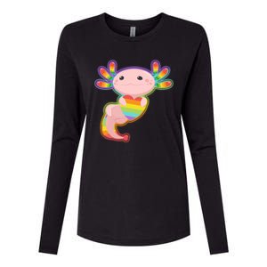 Cute LGBT Pride Axolotl Womens Cotton Relaxed Long Sleeve T-Shirt