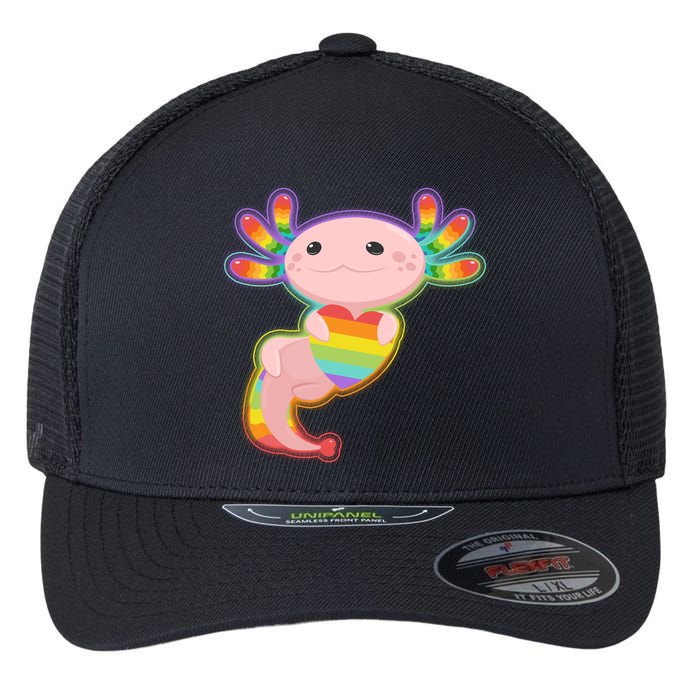 Cute LGBT Pride Axolotl Flexfit Unipanel Trucker Cap
