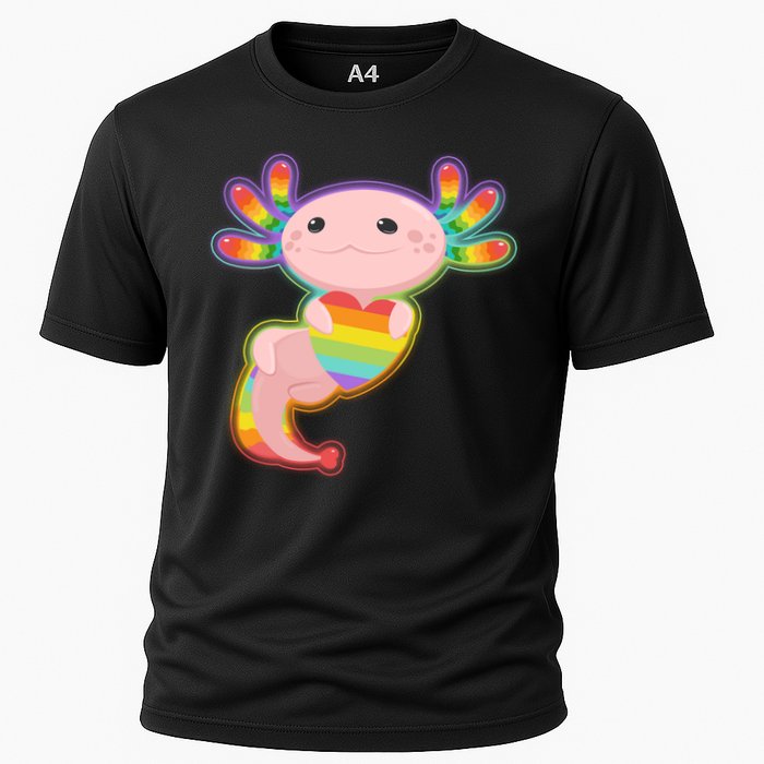 Cute LGBT Pride Axolotl Cooling Performance Crew T-Shirt