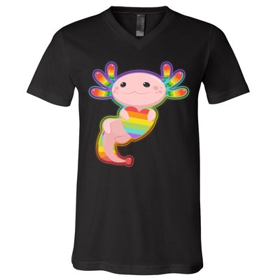Cute LGBT Pride Axolotl V-Neck T-Shirt