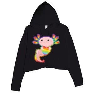 Cute LGBT Pride Axolotl Crop Fleece Hoodie