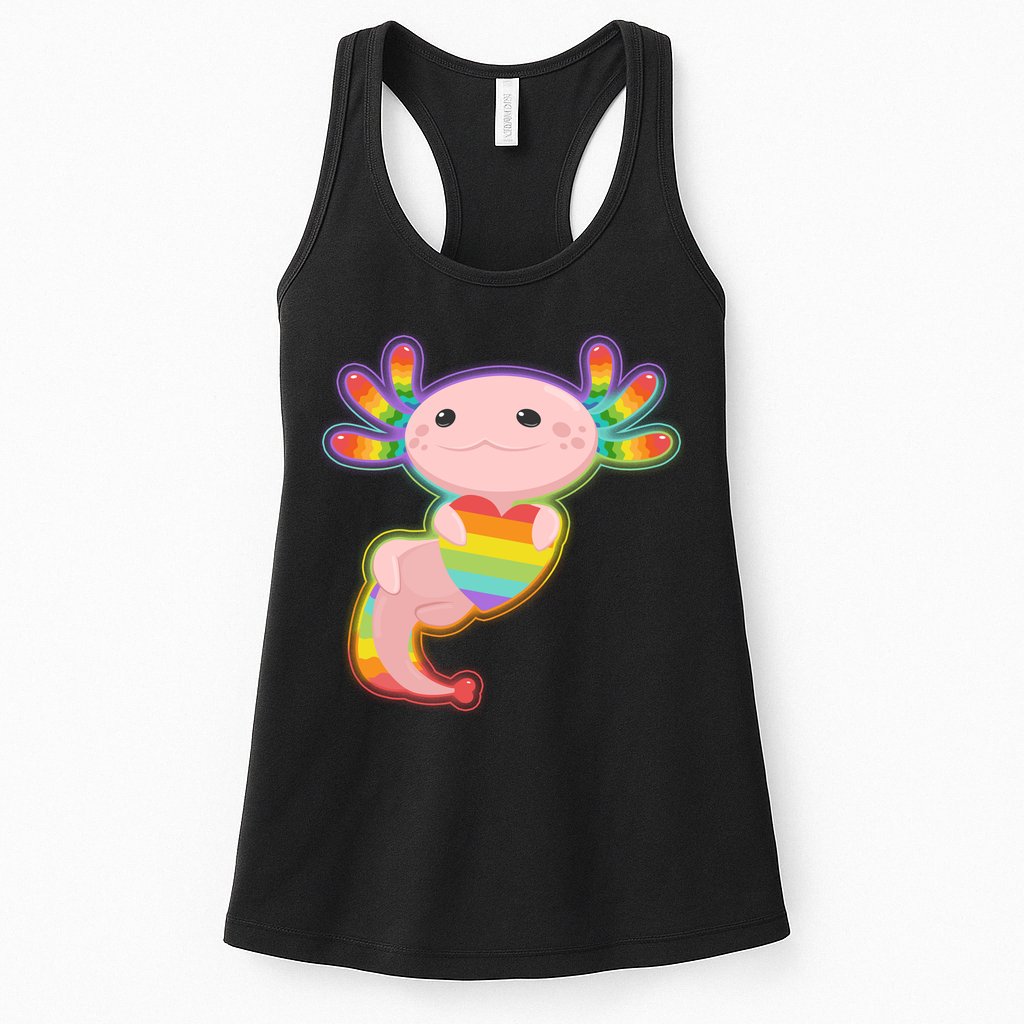 Cute LGBT Pride Axolotl Womens Tank Top