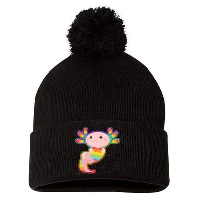 Cute LGBT Pride Axolotl Pom Pom 12in Knit Beanie