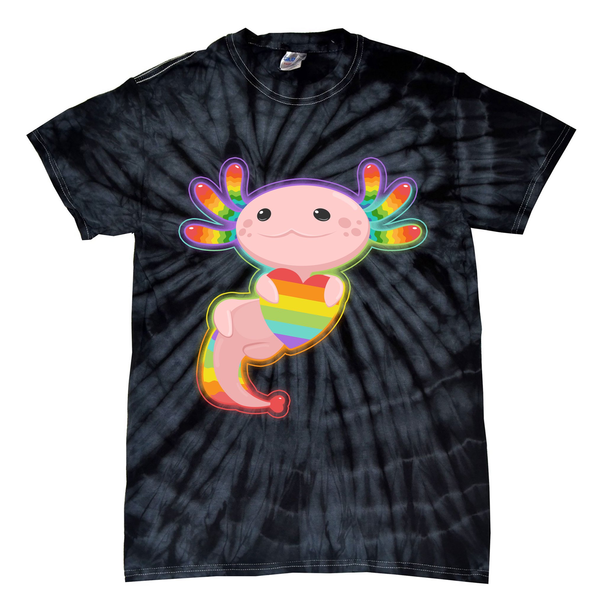 Cute LGBT Pride Axolotl Tie-Dye T-Shirt