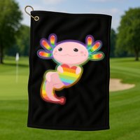 Cute LGBT Pride Axolotl Golf Towel