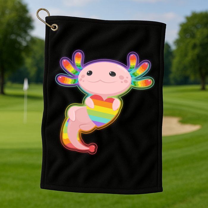 Cute LGBT Pride Axolotl Golf Towel