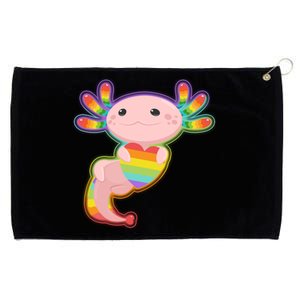 Cute LGBT Pride Axolotl Grommeted Golf Towel