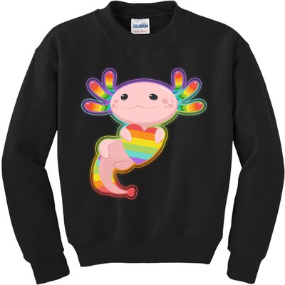 Cute LGBT Pride Axolotl Kids Sweatshirt