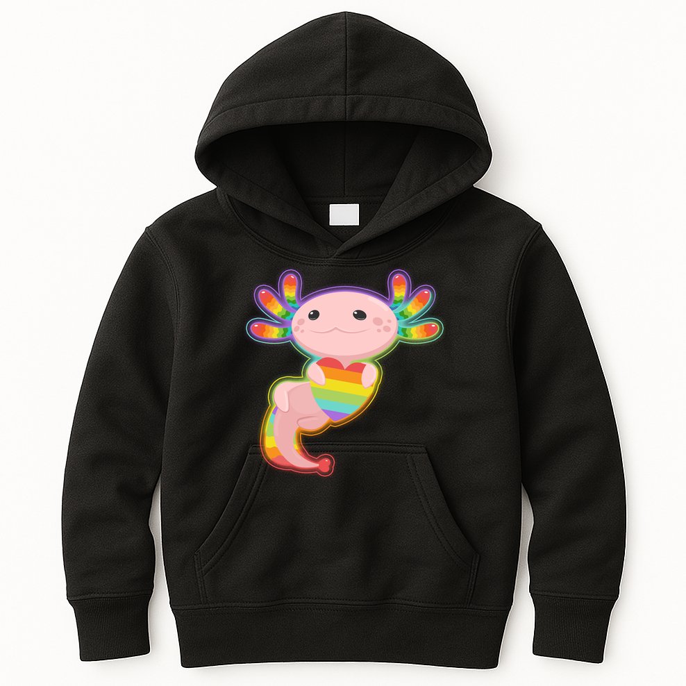 Cute LGBT Pride Axolotl Kids Hoodie