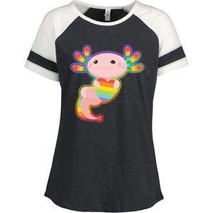 Cute LGBT Pride Axolotl Enza Ladies Jersey Colorblock Tee