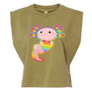 Cute LGBT Pride Axolotl Garment-Dyed Women's Muscle Tee