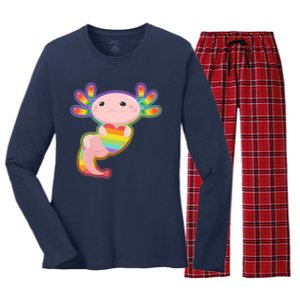 Cute LGBT Pride Axolotl Women's Long Sleeve Flannel Pajama Set 