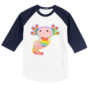 Cute LGBT Pride Axolotl Baseball Sleeve Shirt