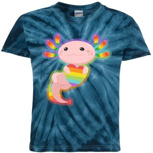 Cute LGBT Pride Axolotl Kids Tie-Dye T-Shirt