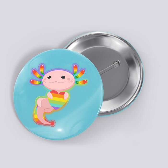 Cute LGBT Pride Axolotl Button