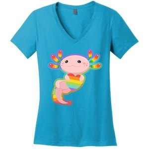 Cute LGBT Pride Axolotl Women's V-Neck T-Shirt