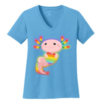 Cute LGBT Pride Axolotl Women's V-Neck T-Shirt