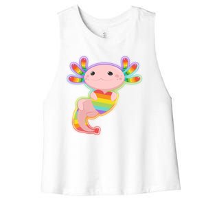 Cute LGBT Pride Axolotl Women's Racerback Cropped Tank