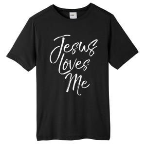 Christian Love Quote Gift For New Believers Jesus Loves Me Tall Fusion ChromaSoft Performance T-Shirt