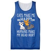 Cat Lovers Quote Cats Make Me Happy Hu Make My Head Hurt Cool Gift Mesh Reversible Basketball Jersey Tank