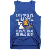 Cat Lovers Quote Cats Make Me Happy Hu Make My Head Hurt Cool Gift Tank Top