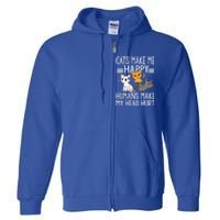 Cat Lovers Quote Cats Make Me Happy Hu Make My Head Hurt Cool Gift Full Zip Hoodie