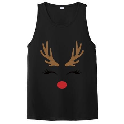 Cute Lady Reindeer Face With Eyelashes And Antlers Gift Novelty Gift PosiCharge Competitor Tank