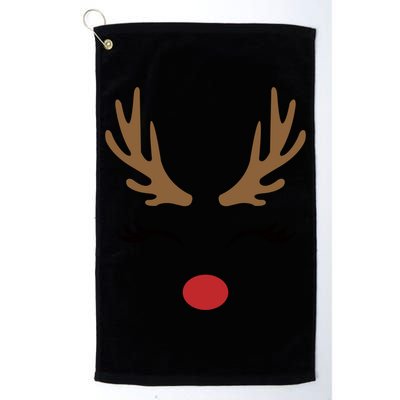 Cute Lady Reindeer Face With Eyelashes And Antlers Gift Novelty Gift Golf Towel