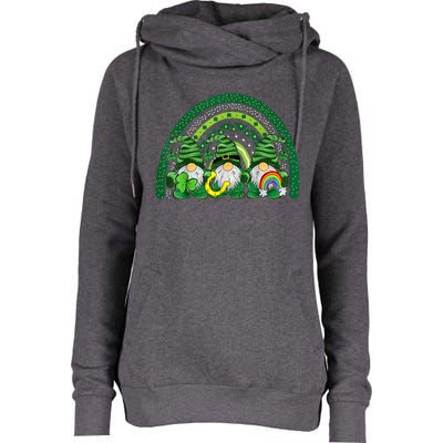 Cute Lucky Rainbow Gnome Happy St Patricks Day Womens Funnel Neck Pullover Hood